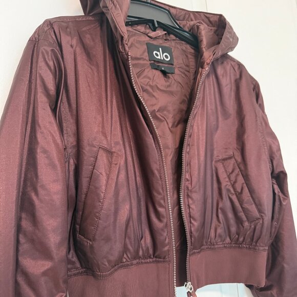 ALO Shimmer Cropped Hooded Jacket - Size S - Picture 2 of 6